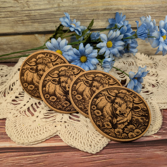 Highland Cow cork coaster