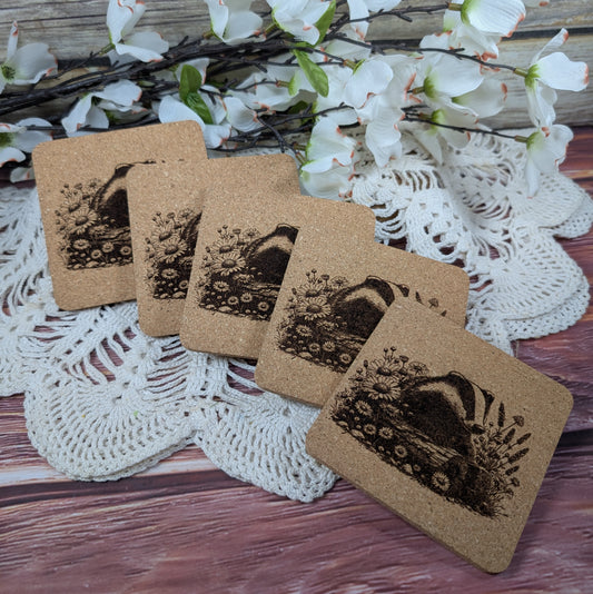 Badger cork coaster