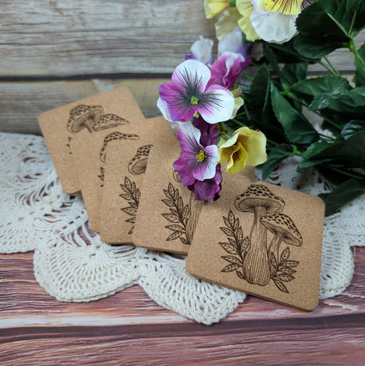 Amanita mushroom cork coaster
