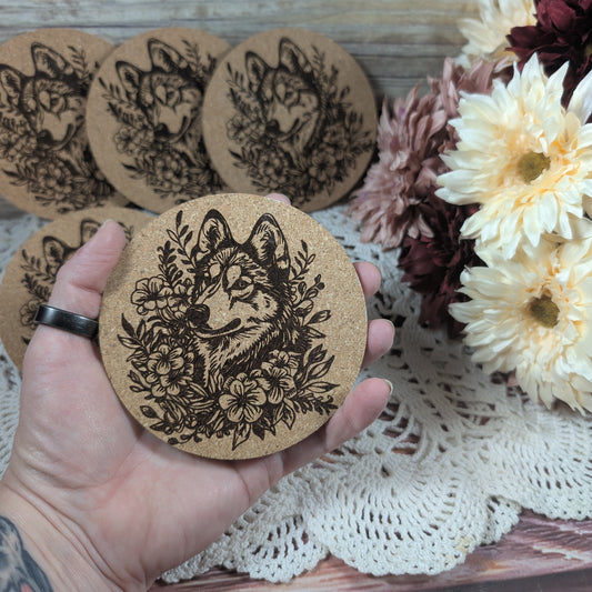 Husky cork coaster