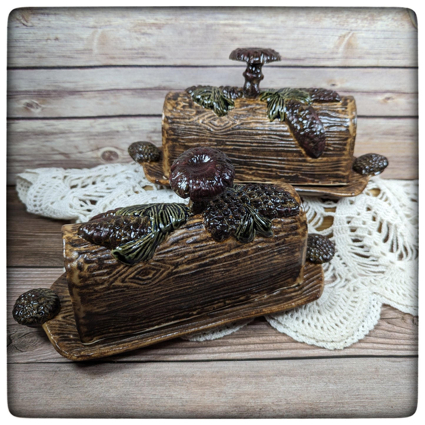 Butter Dish (Pinecone and Mushroom)