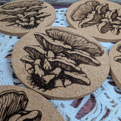 Oyster Mushrooms cork coaster