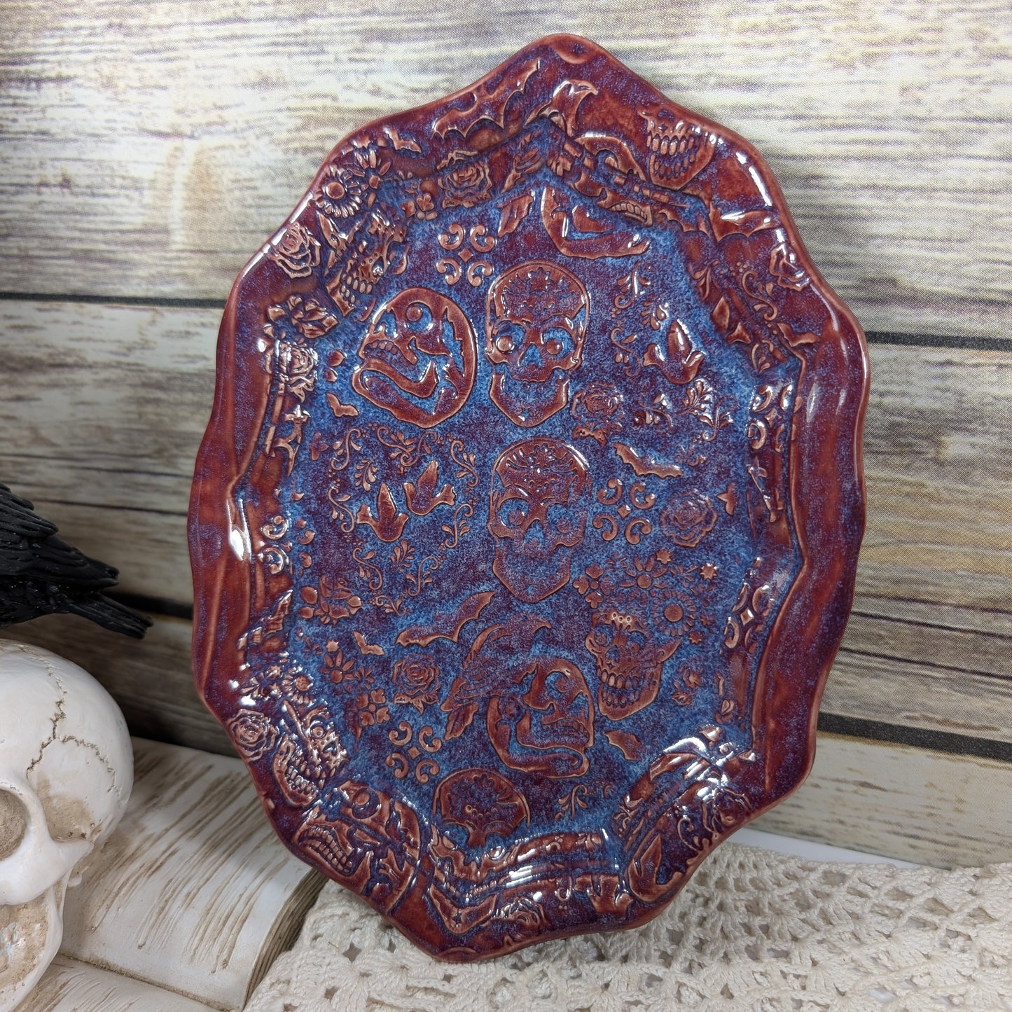 Small oval tray (skulls and sugar skulls)