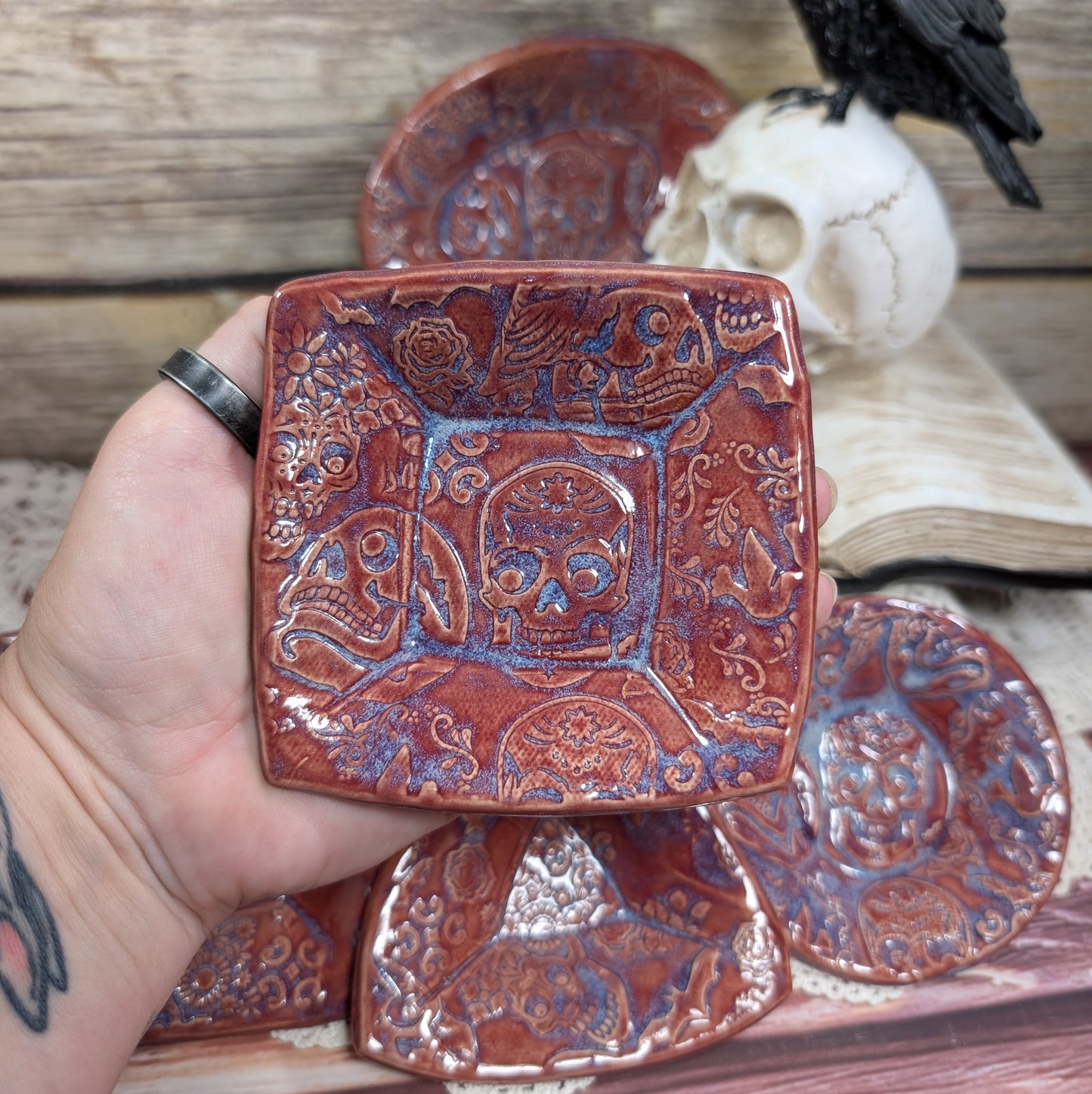 Tiny Trinket dish (skulls and sugar skulls)