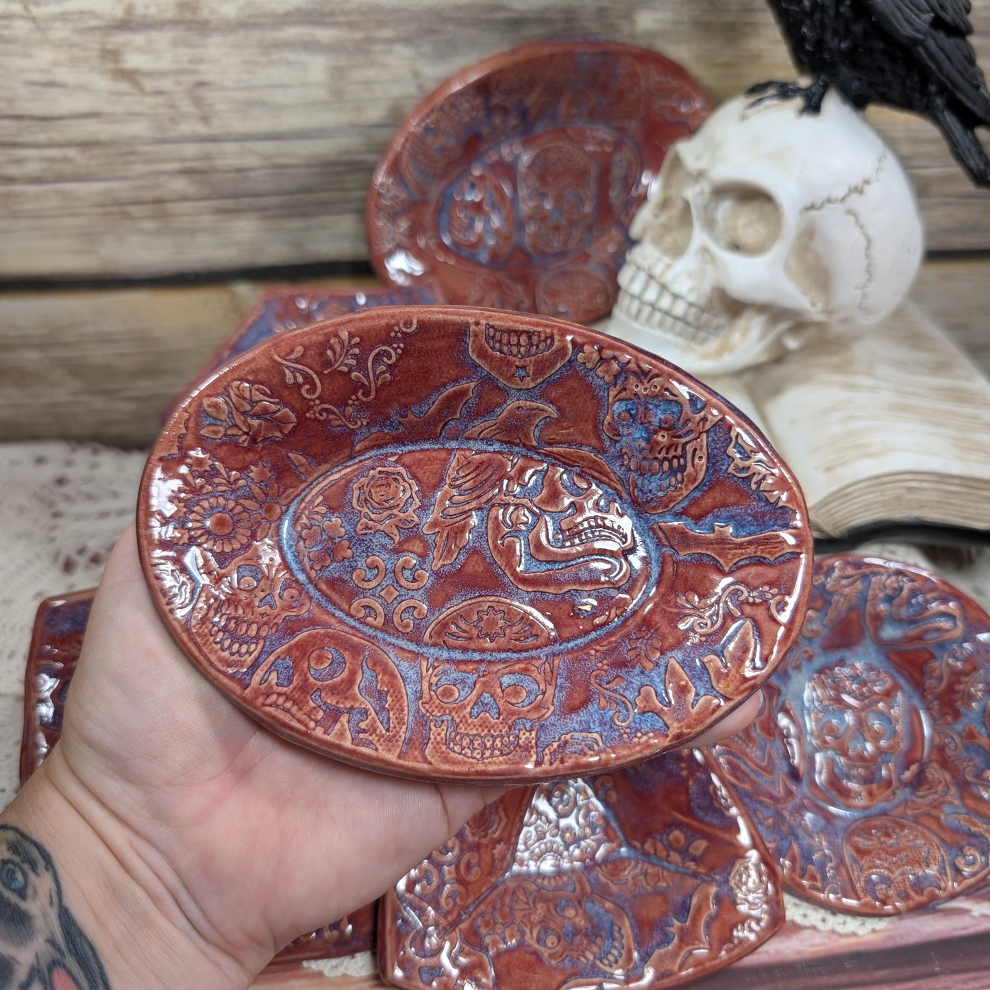 Tiny Trinket dish (skulls and sugar skulls)