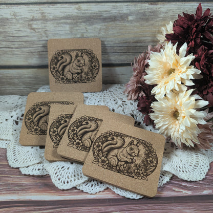 Squirrel cork coaster (square)