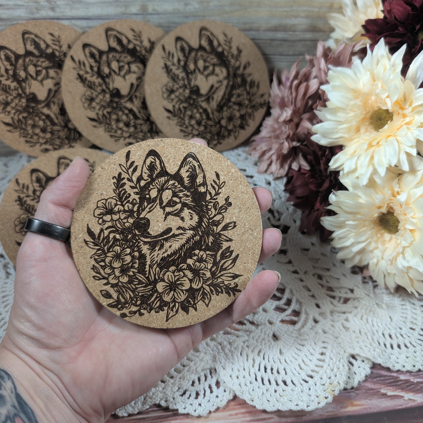 Husky cork coaster