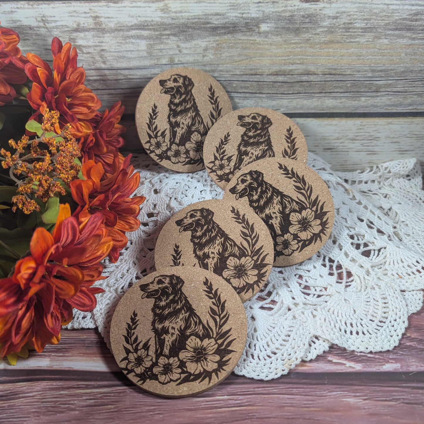 Golden Retriever cork coaster