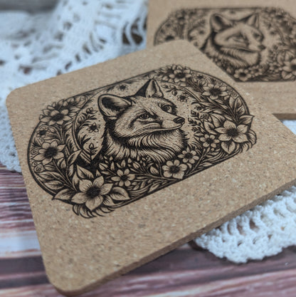 Fox cork coaster (square)
