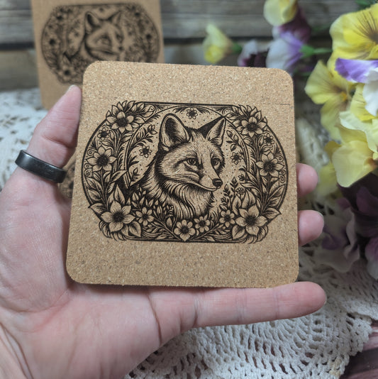 Fox cork coaster (square)