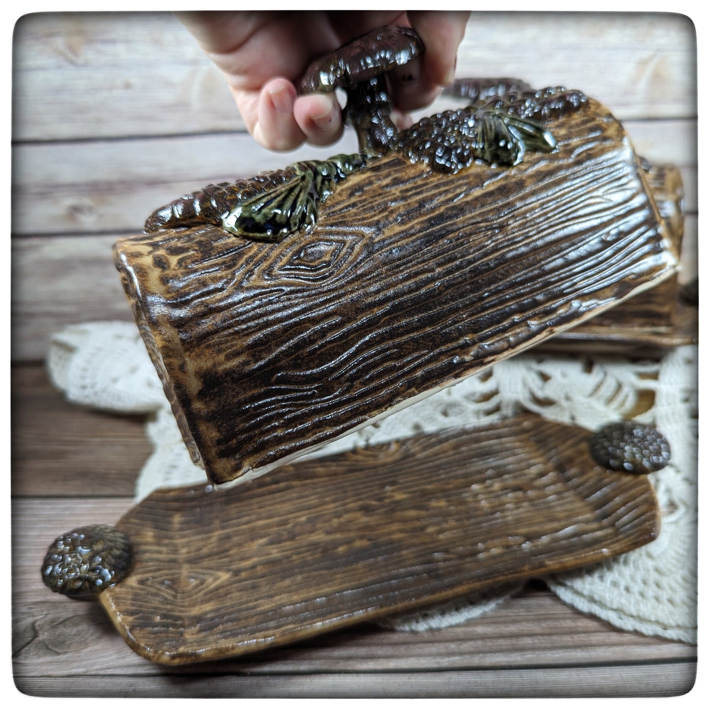 Butter Dish (Pinecone and Mushroom)