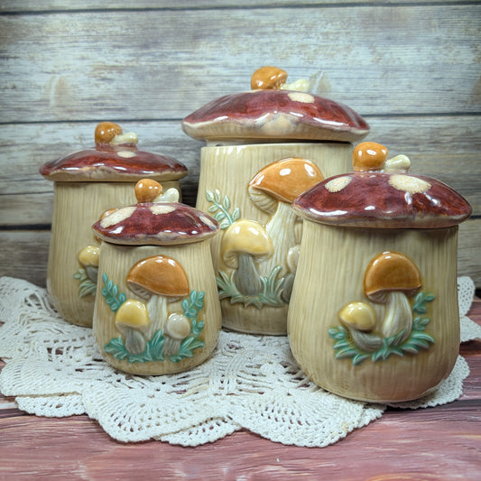 Retro Mushroom Canister Set (made-to-order, 6-8 weeks)