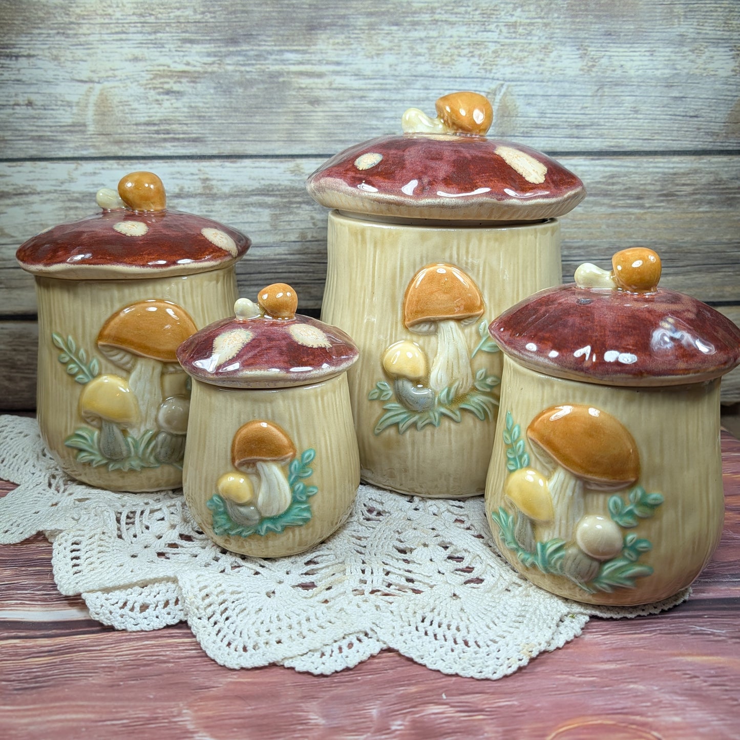Retro Mushroom Canister Set (made-to-order, 6-8 weeks)