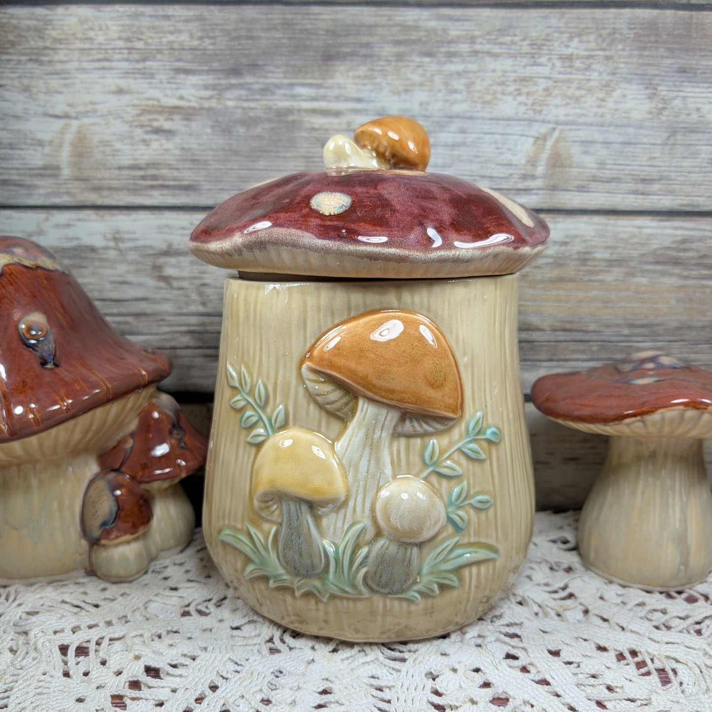Retro Mushroom Canister Set (made-to-order, 6-8 weeks)