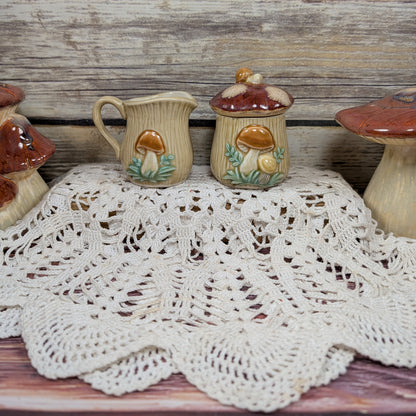 Retro Mushroom cream and sugar set (made-to-order, 6-8 weeks)