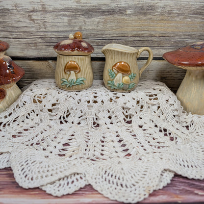 Retro Mushroom cream and sugar set (made-to-order, 6-8 weeks)