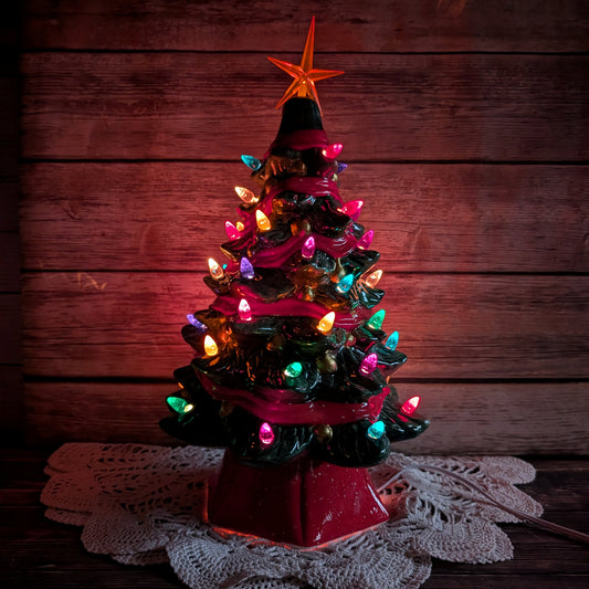 Christmas Tree (with lights and ribbon)