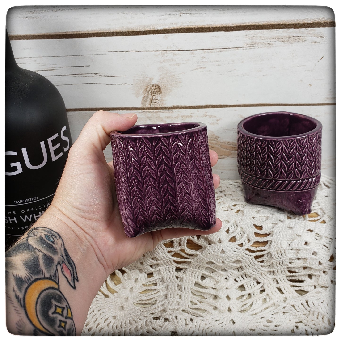 Knit Stitch whiskey cup