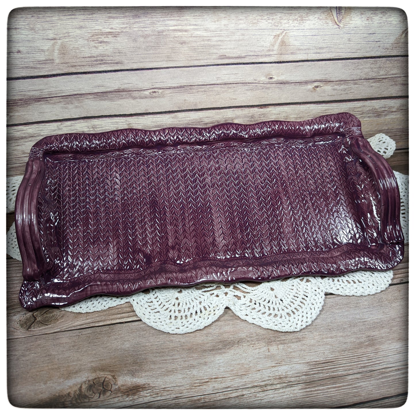 Knit Stitch oblong tray (14 inch)